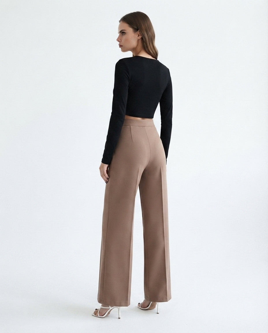 High Waisted Seam Detail Trousers