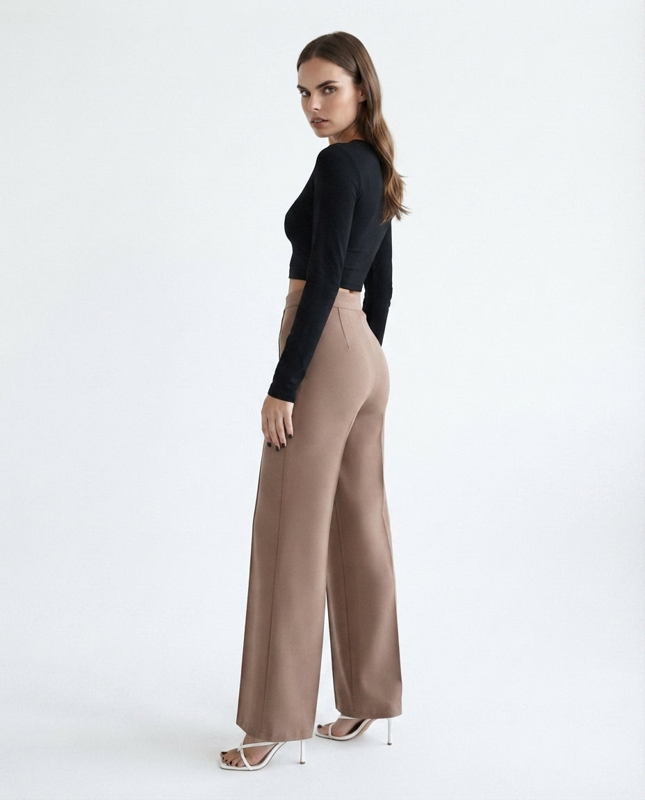 High Waisted Seam Detail Trousers