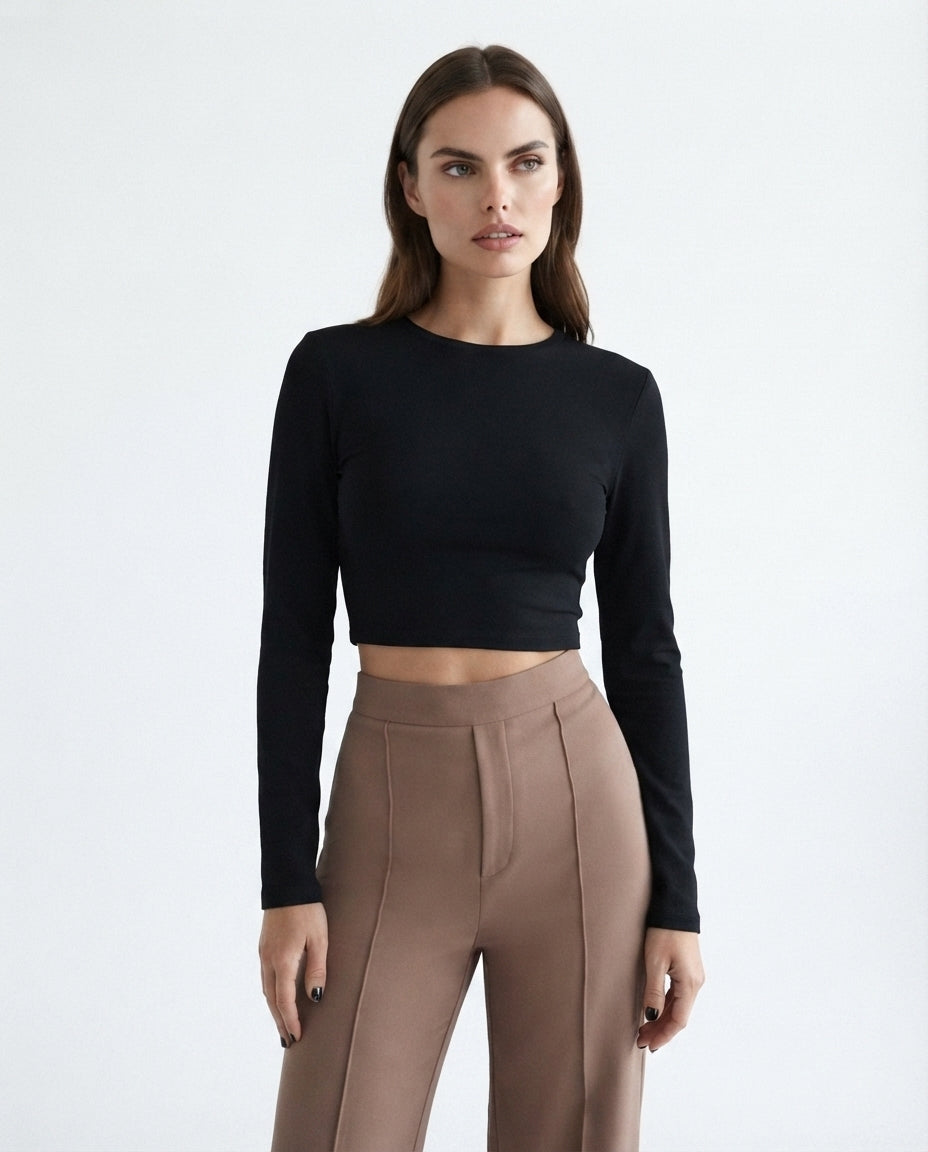 High Waisted Seam Detail Trousers