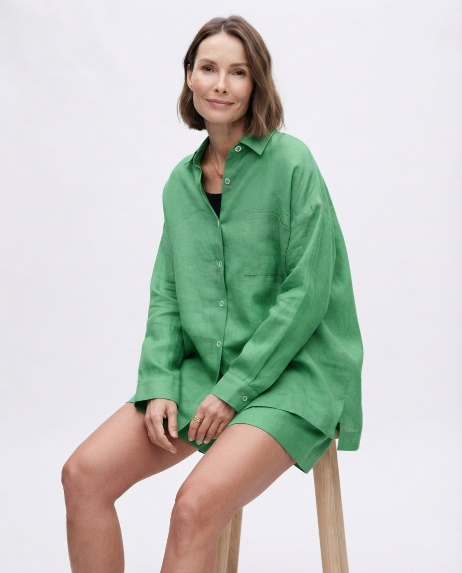Relaxed Button Down Short Set
