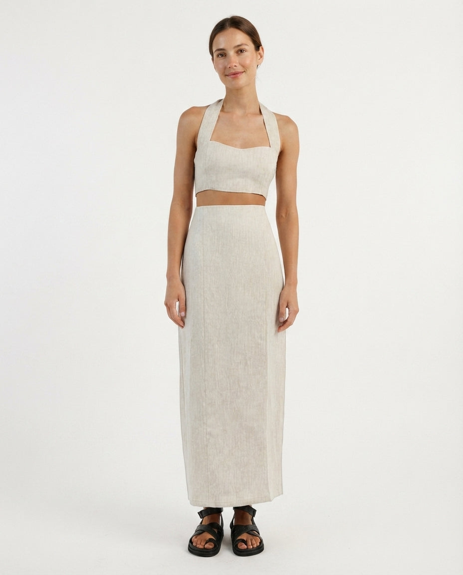 Halter Neck Midi Skirt Set