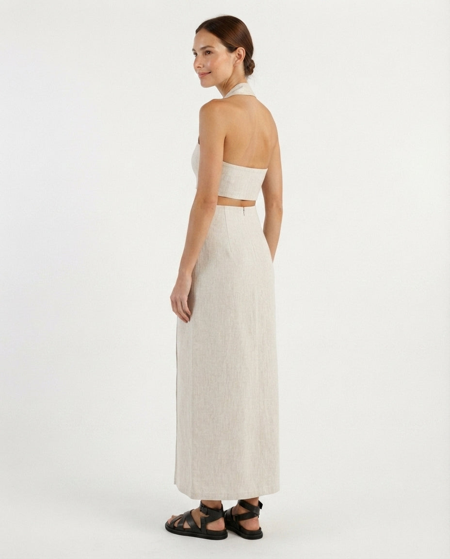Halter Neck Midi Skirt Set
