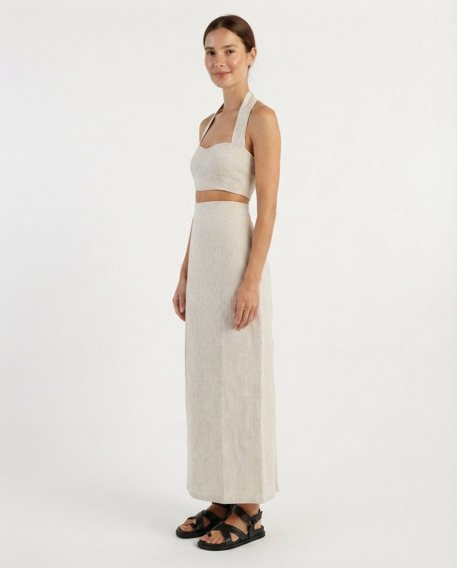 Halter Neck Midi Skirt Set