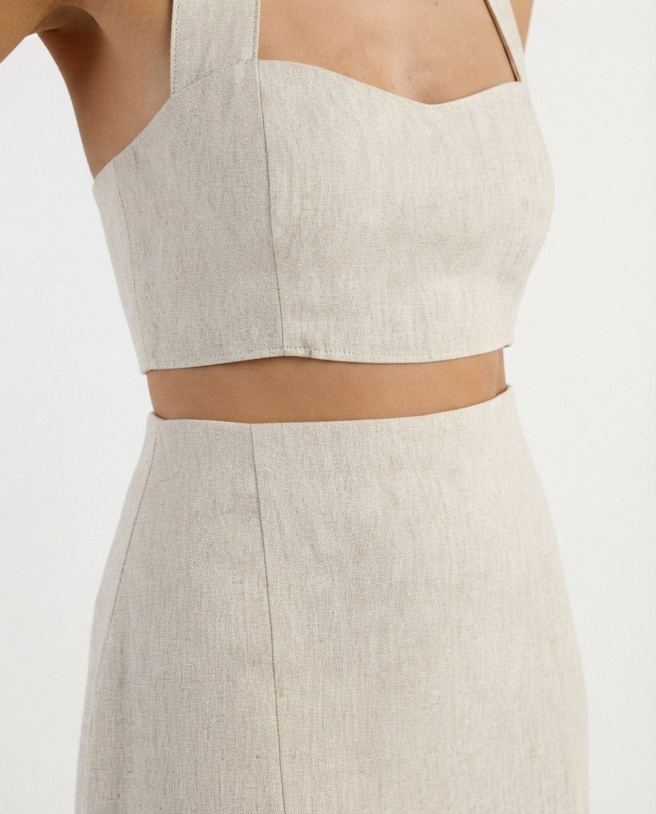 Halter Neck Midi Skirt Set