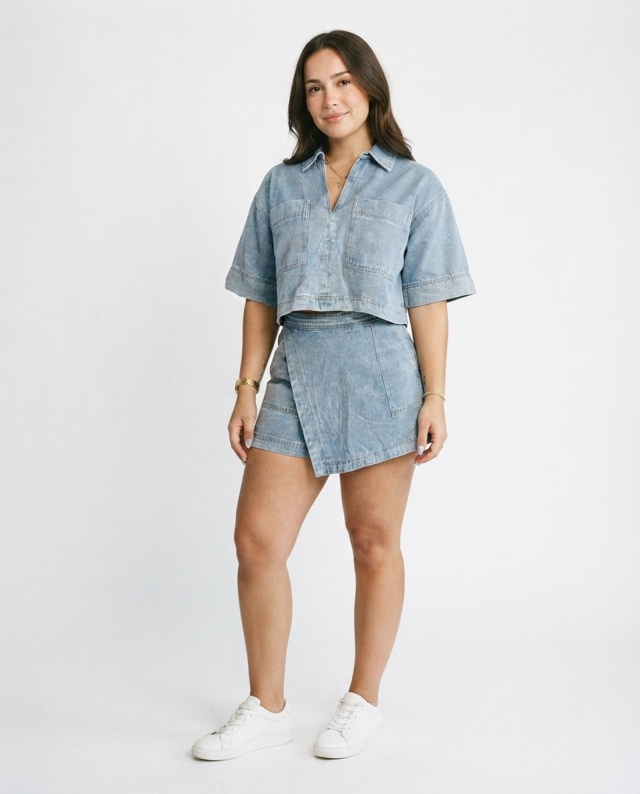 Denim Short Sleeve Co-ord Set