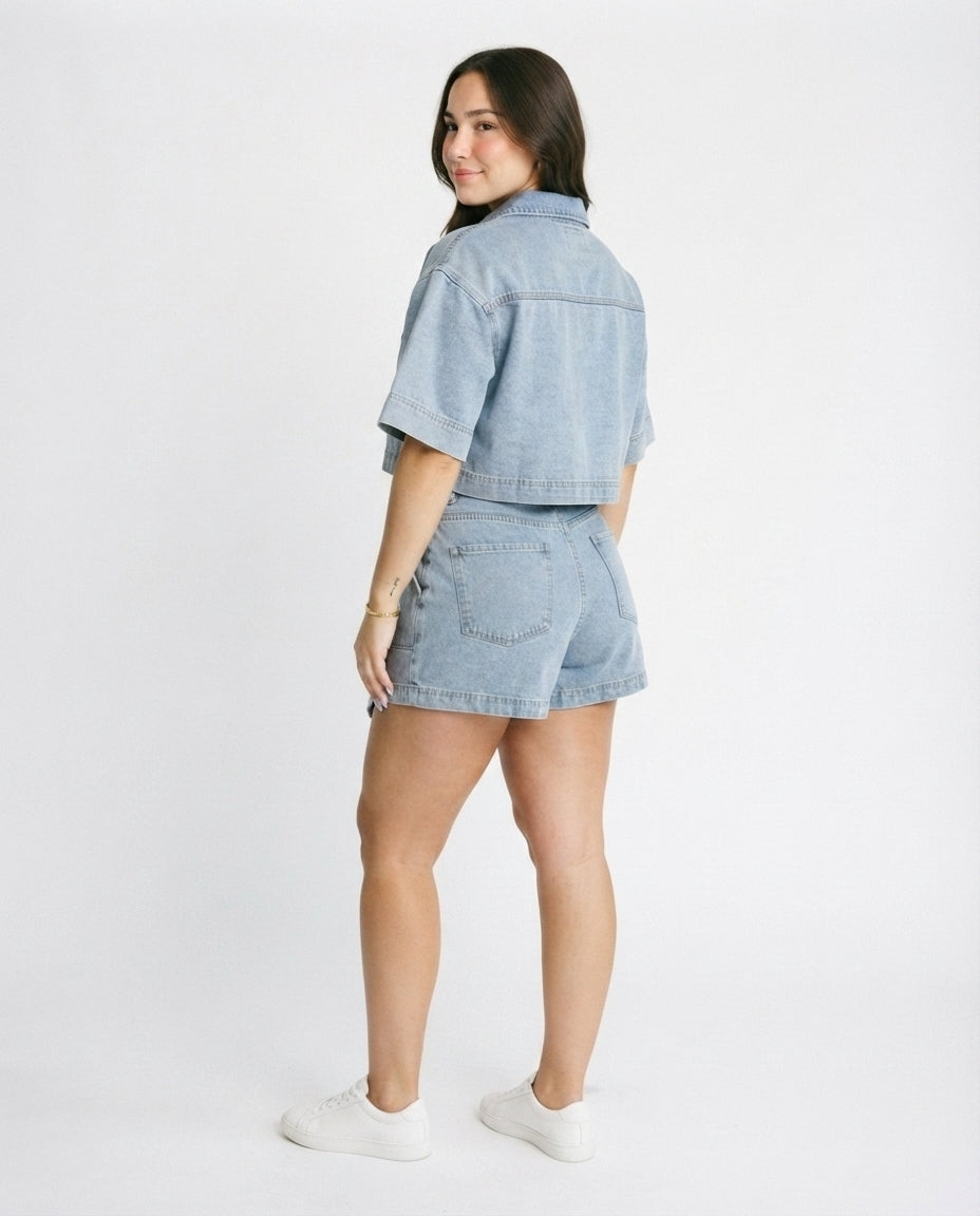 Denim Short Sleeve Co-ord Set