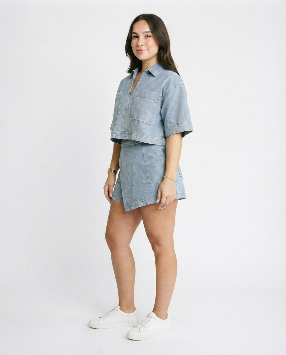 Denim Short Sleeve Co-ord Set