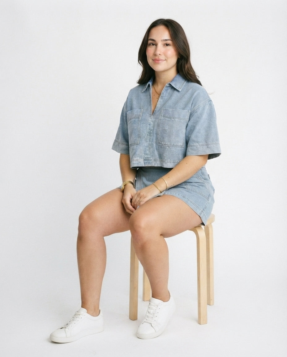 Denim Short Sleeve Co-ord Set