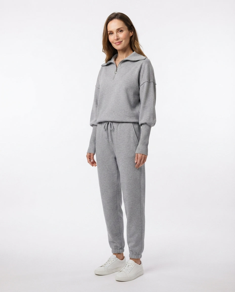 Zip Collar Knit Lounge Set