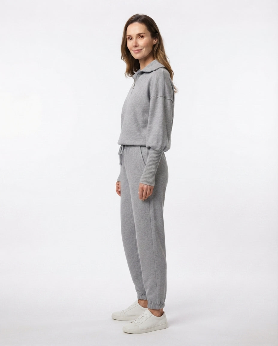 Zip Collar Knit Lounge Set