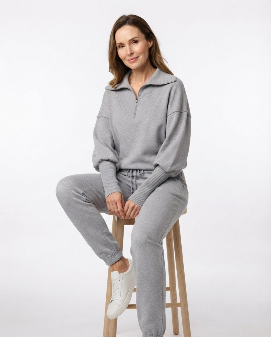 Zip Collar Knit Lounge Set