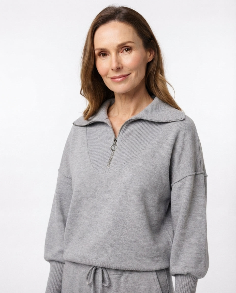Zip Collar Knit Lounge Set