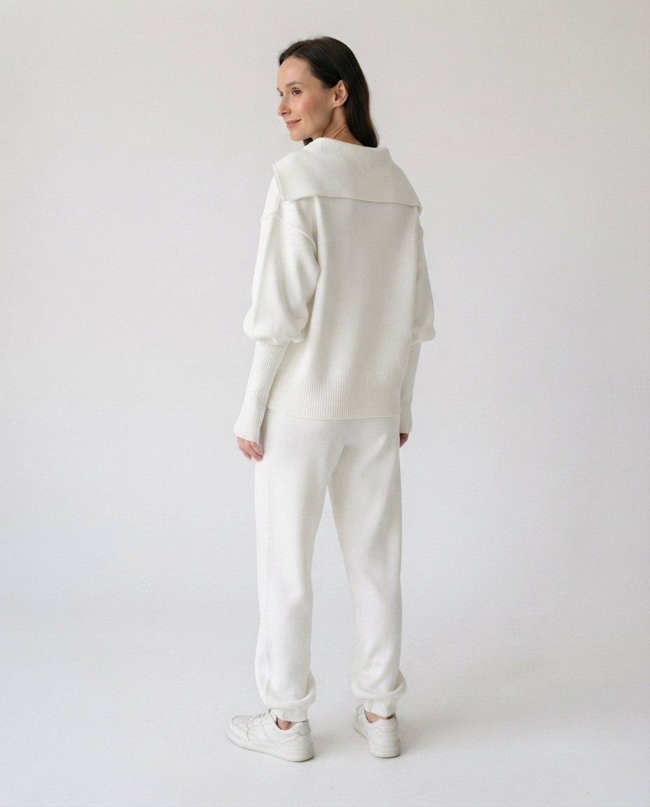 Zip Collar Knit Lounge Set