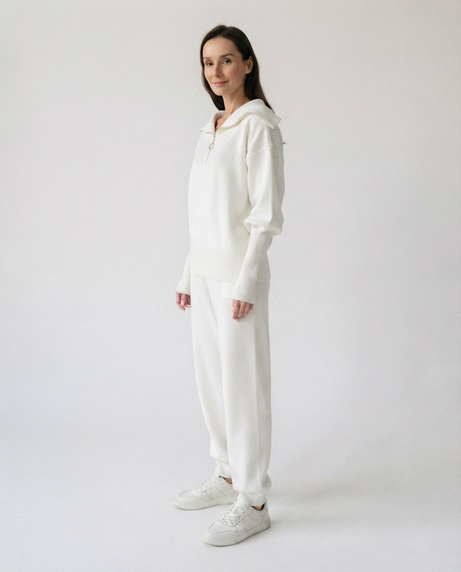 Zip Collar Knit Lounge Set