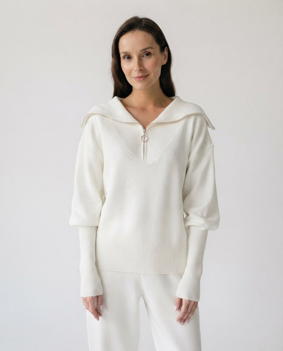 Zip Collar Knit Lounge Set