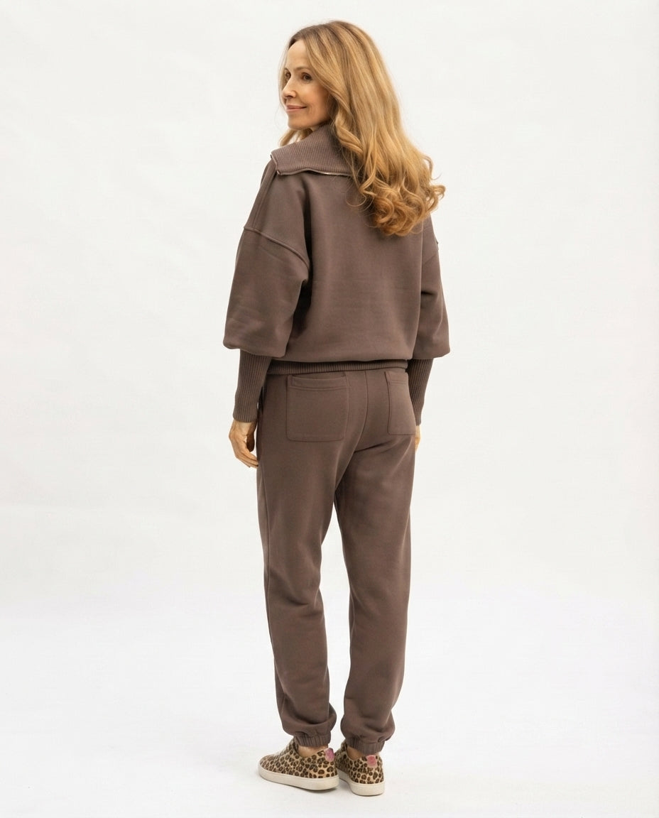 Zip Collar Knit Lounge Set