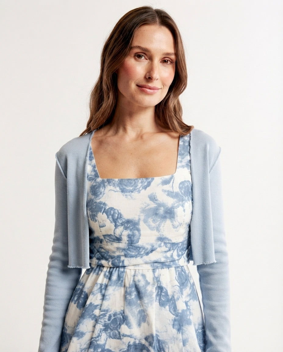 Floral Midi Dress and Cardigan Set