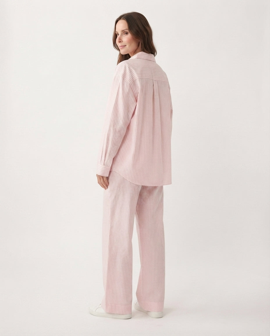 Striped Button Down Lounge Set