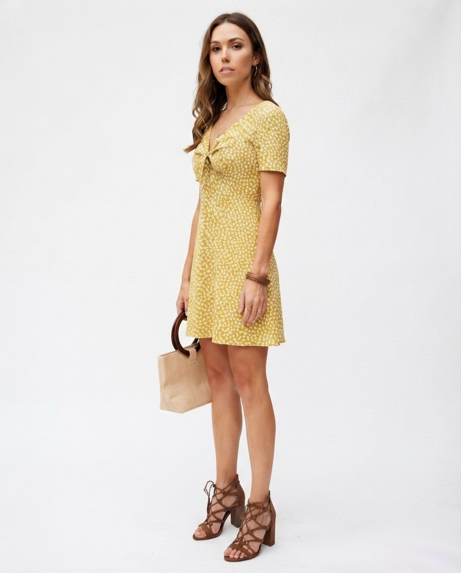 V-Neck Short Sleeve Mini Dress