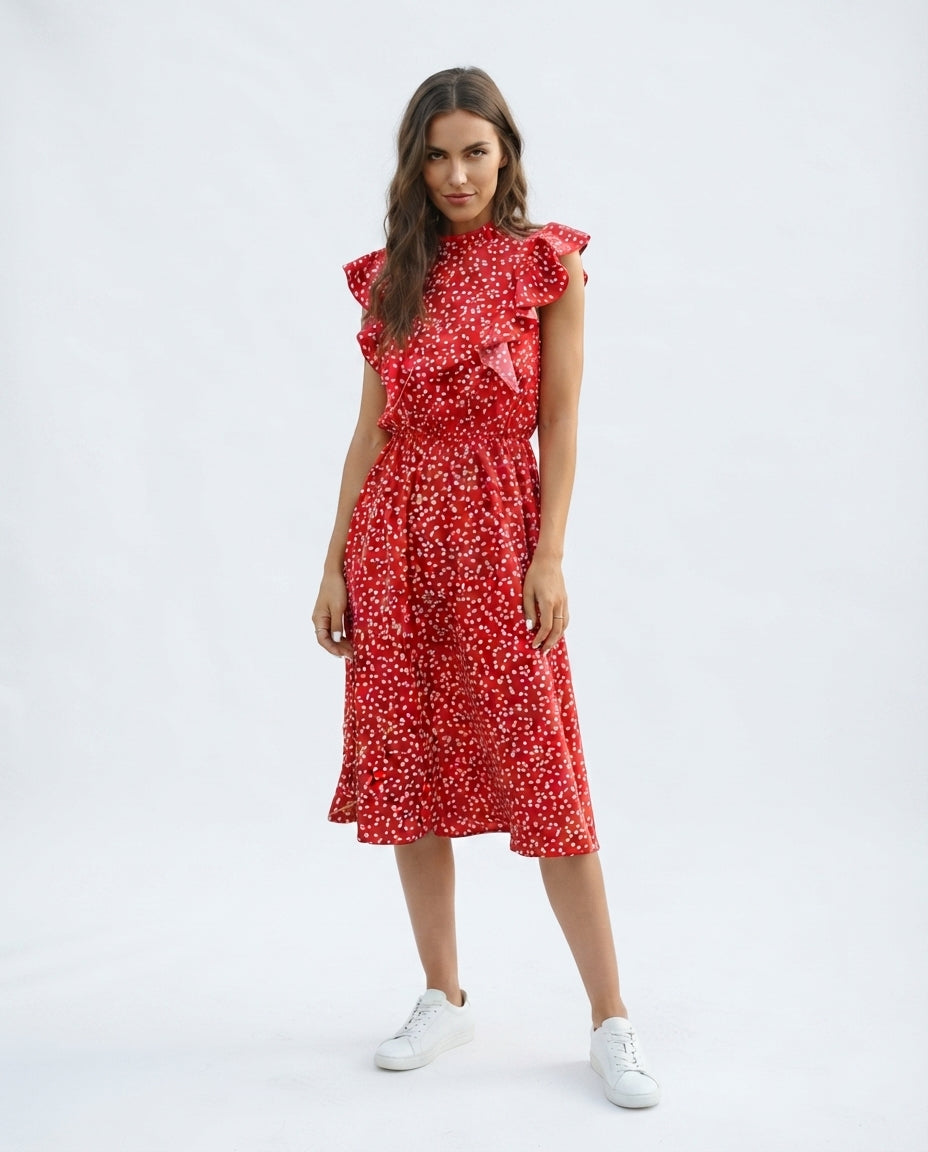 Flutter Sleeve Midi Dress