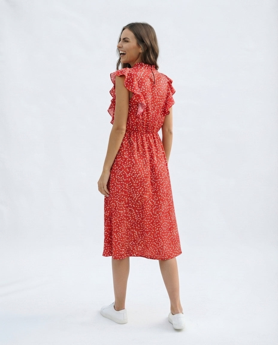 Flutter Sleeve Midi Dress