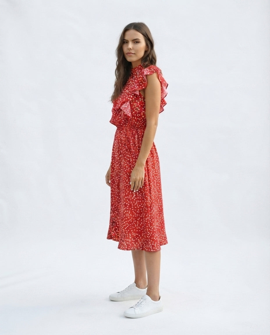 Flutter Sleeve Midi Dress