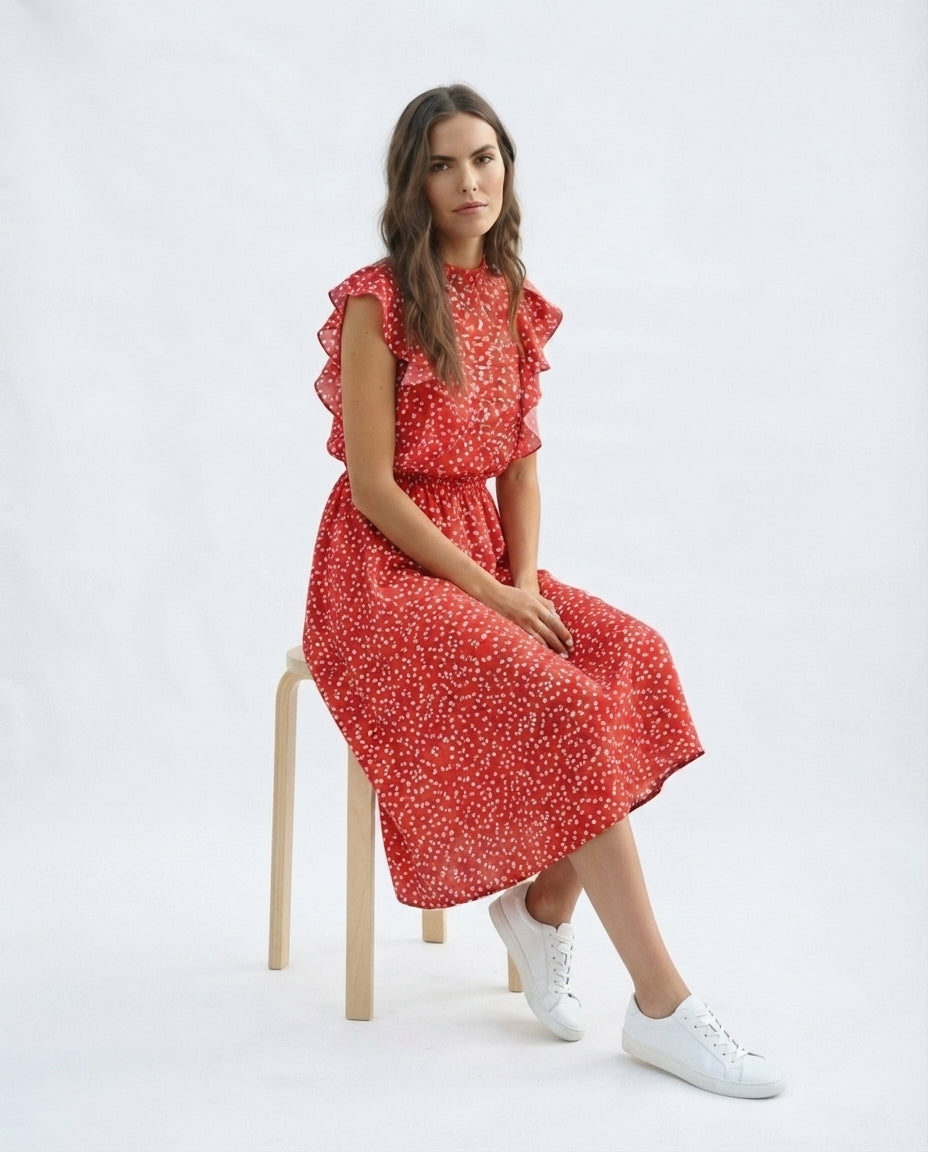Flutter Sleeve Midi Dress