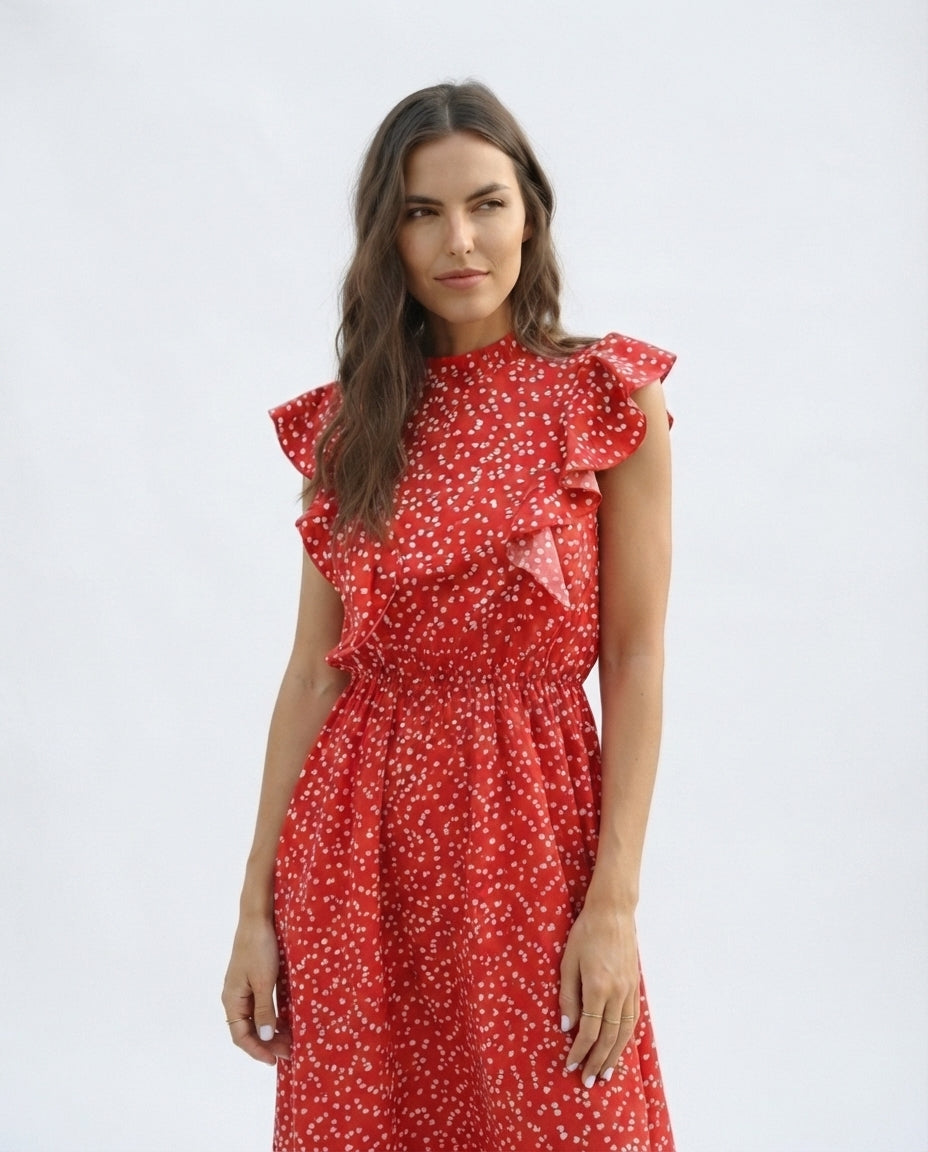 Flutter Sleeve Midi Dress