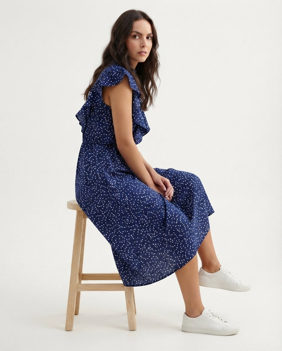 Flutter Sleeve Midi Dress