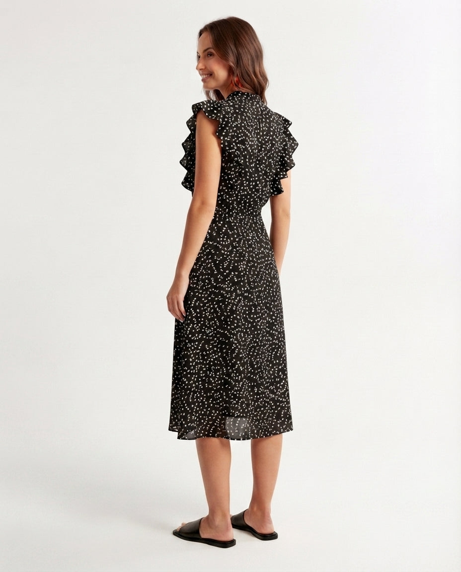 Flutter Sleeve Midi Dress