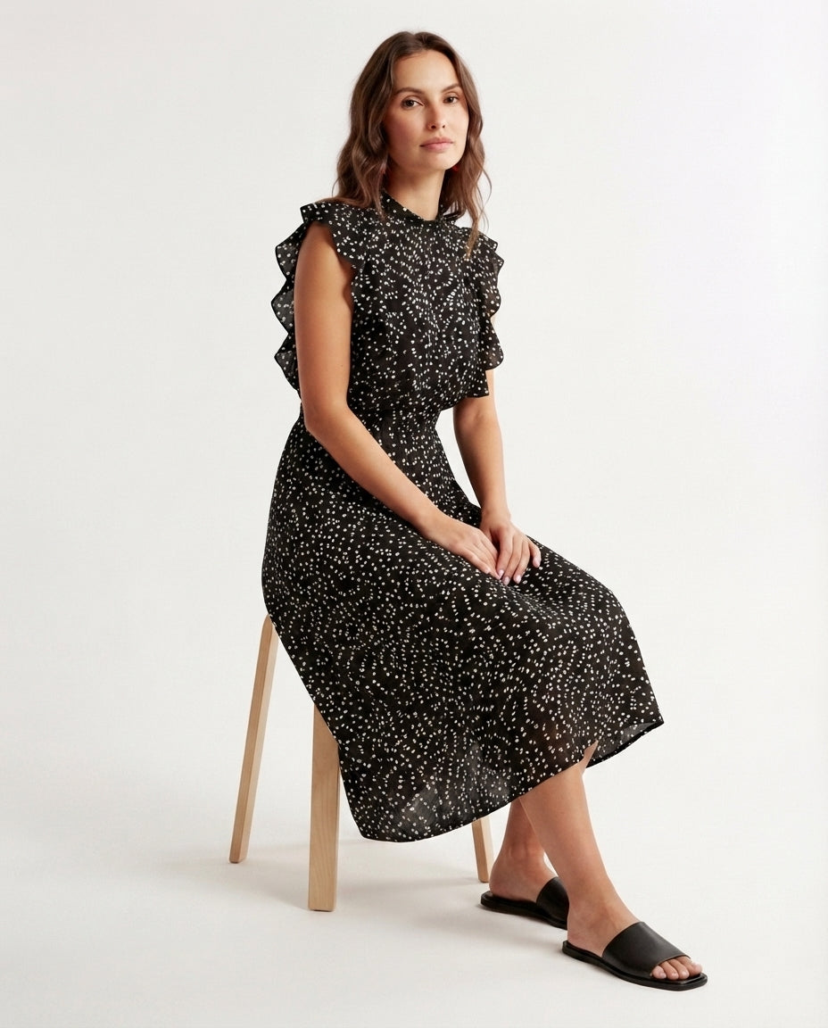 Flutter Sleeve Midi Dress