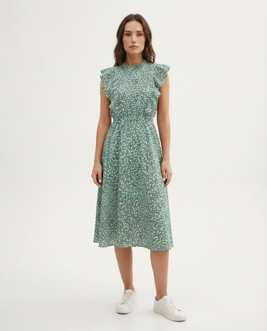 Flutter Sleeve Midi Dress