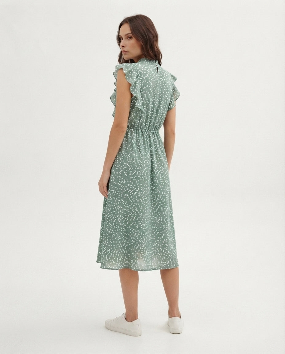 Flutter Sleeve Midi Dress