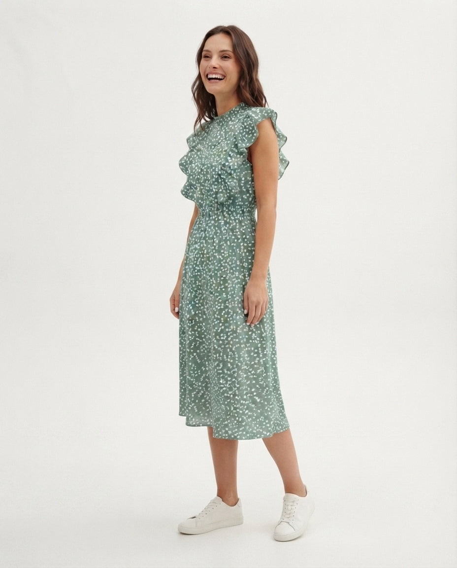 Flutter Sleeve Midi Dress