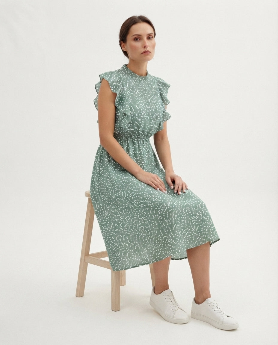 Flutter Sleeve Midi Dress