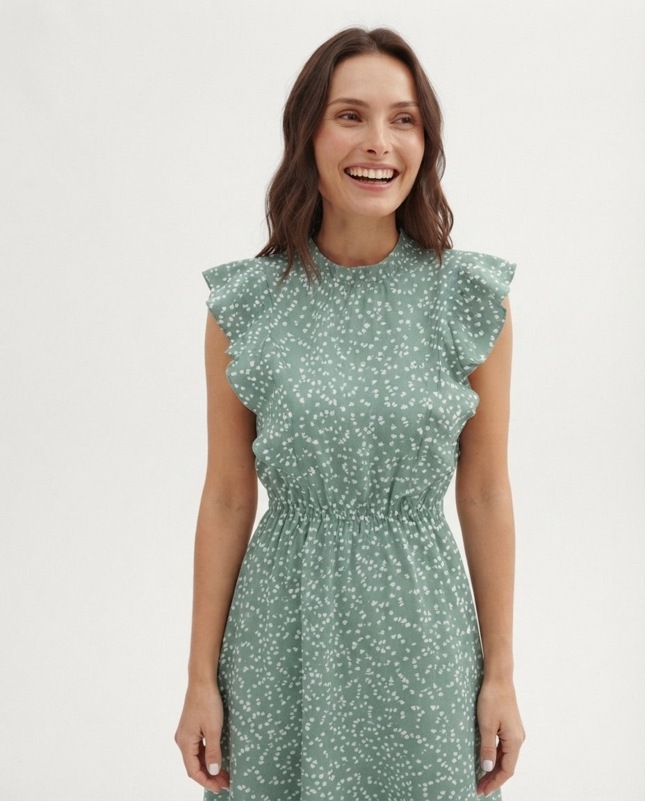 Flutter Sleeve Midi Dress