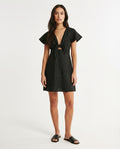 Tie Front Flutter Sleeve Mini Dress