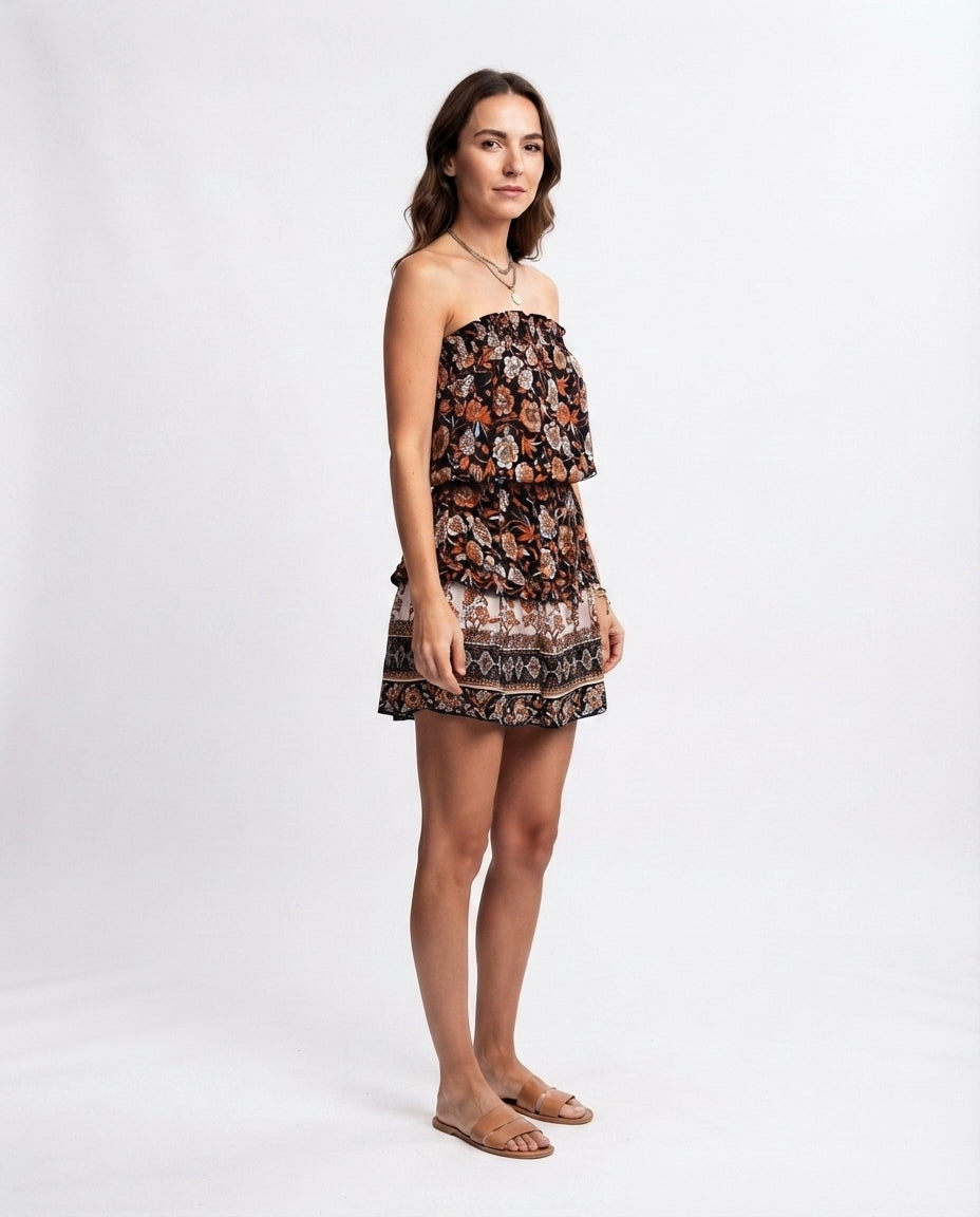 Strapless Tiered Mini Dress