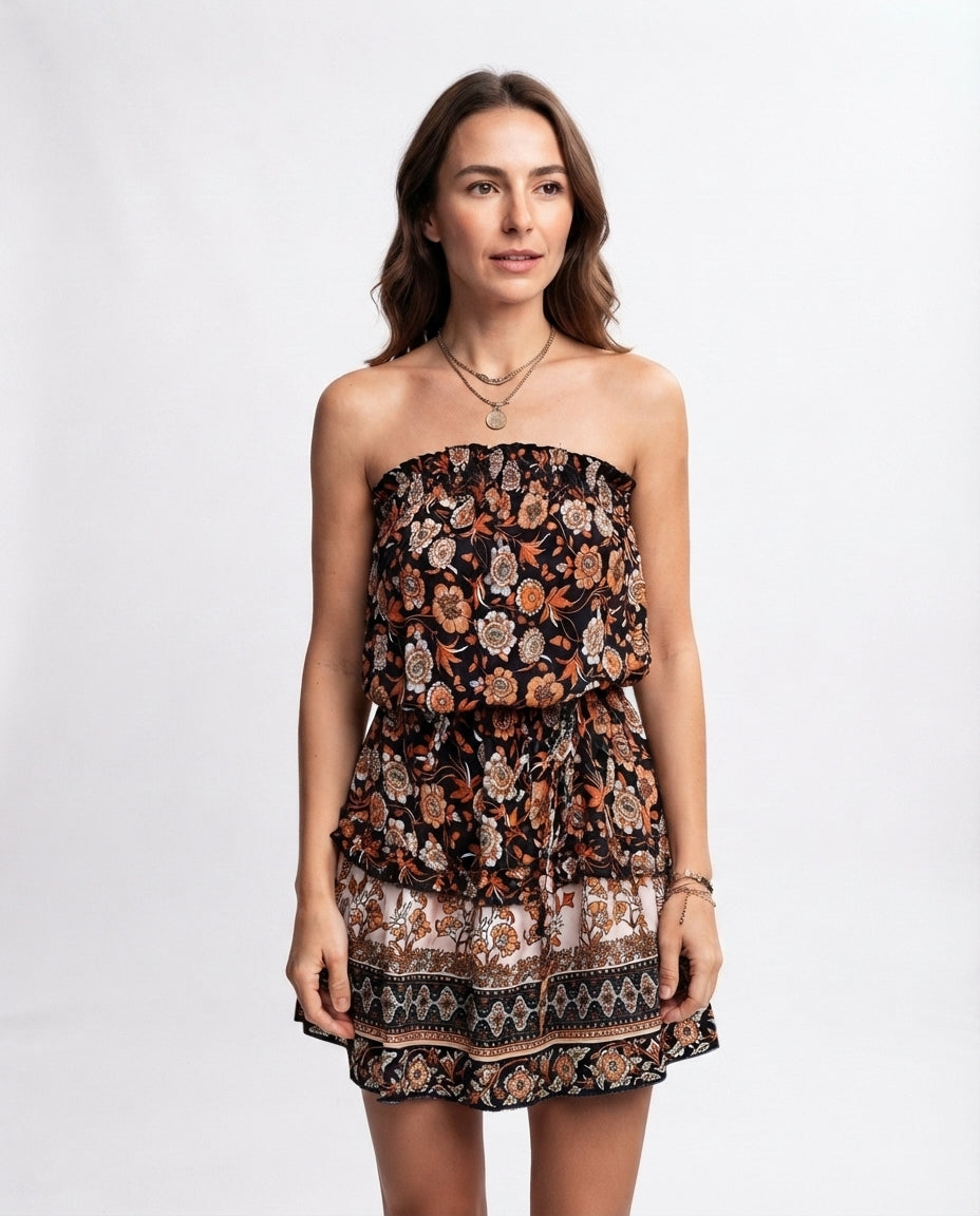 Strapless Tiered Mini Dress