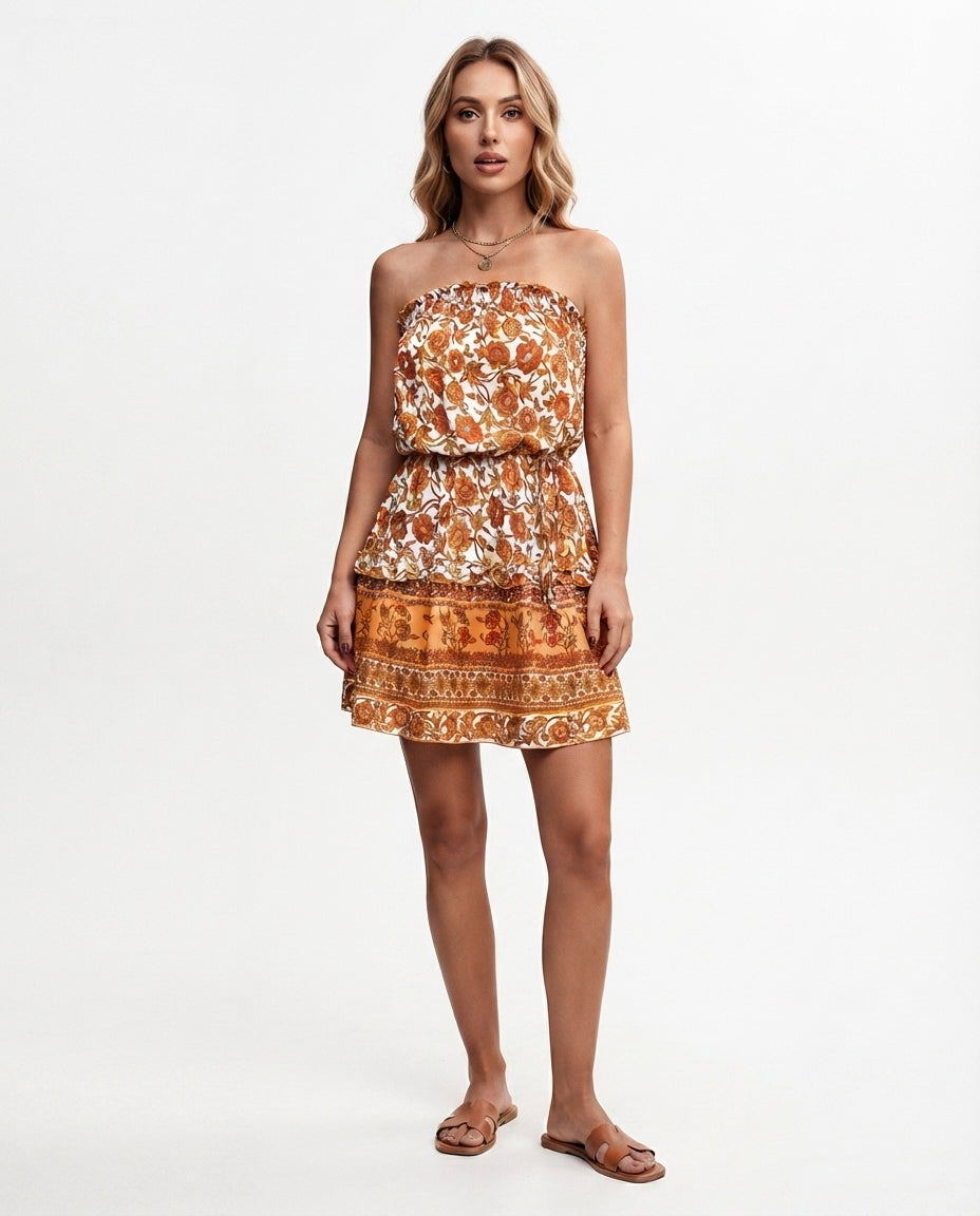 Strapless Tiered Mini Dress