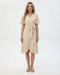 Wrap Front Flutter Sleeve Dress