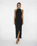 Pleated Halter Midi Dress
