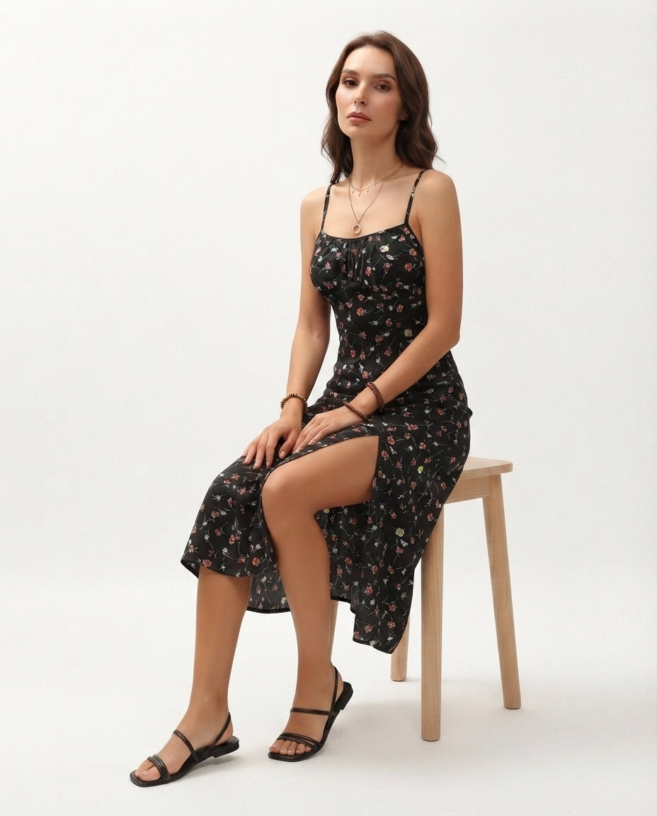 Split Hem Midi Dress