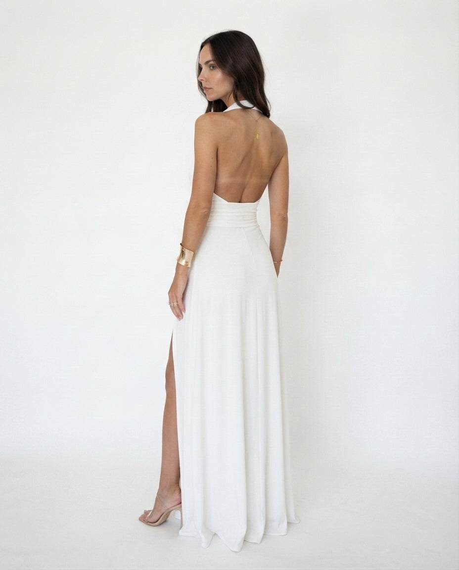 Halter Neck Slit Maxi Dress