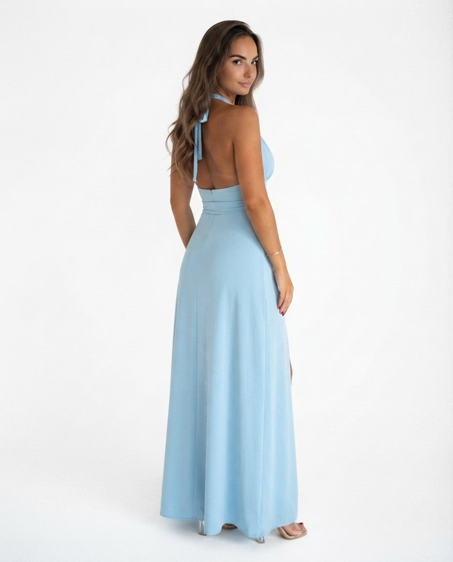 Halter Neck Slit Maxi Dress