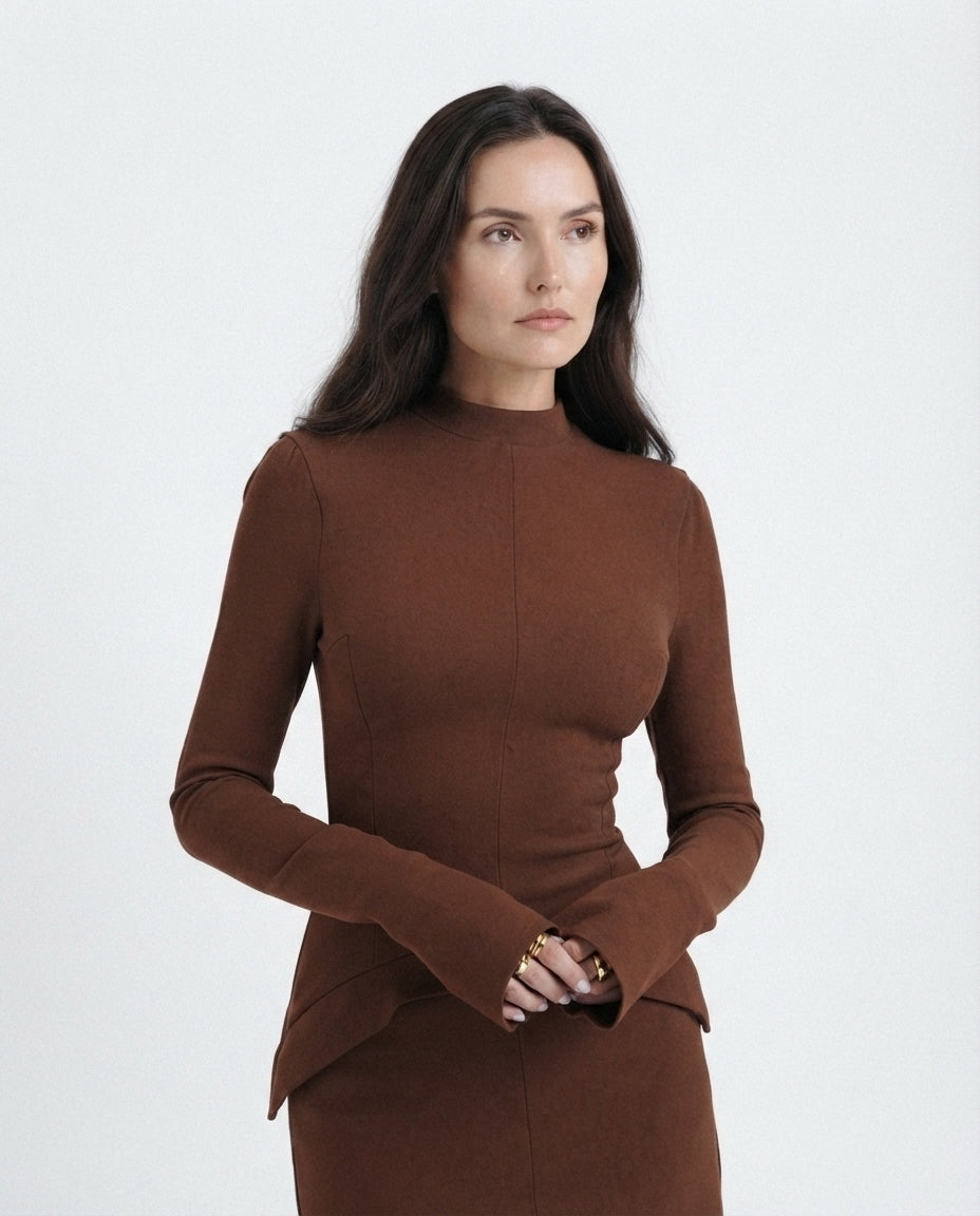 Mock Neck Peplum Mini Dress