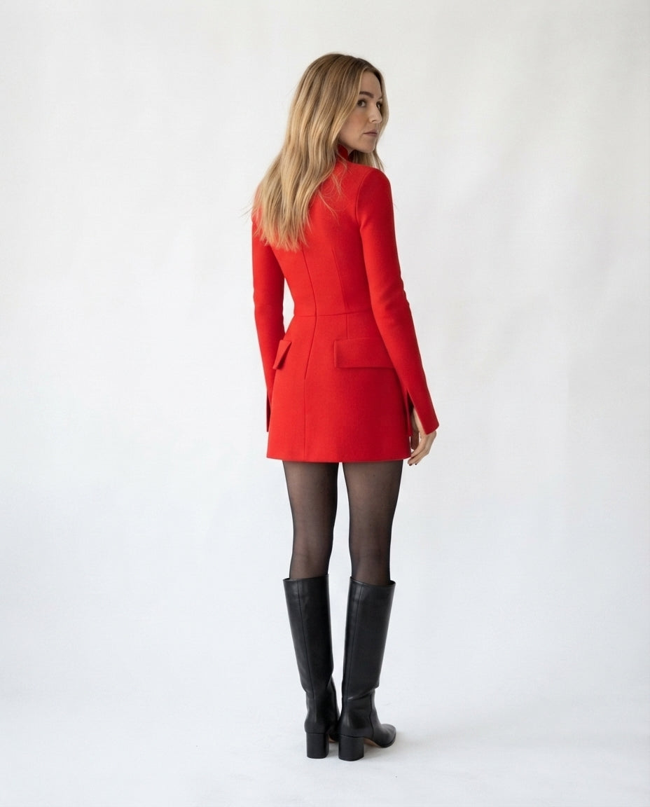 Mock Neck Peplum Mini Dress