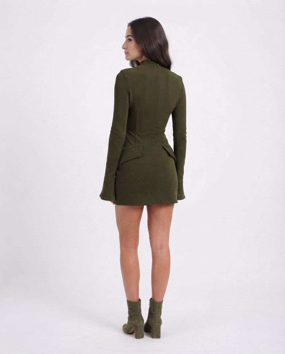 Mock Neck Peplum Mini Dress