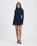 Mock Neck Peplum Mini Dress