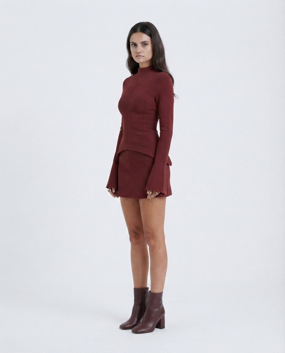 Mock Neck Peplum Mini Dress